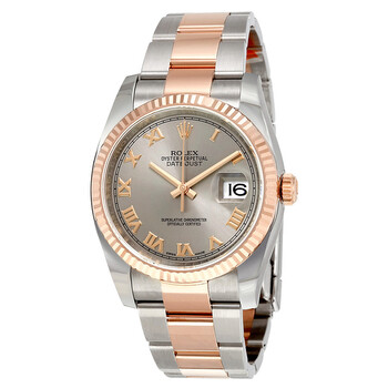 Oyster Perpetual Datejust Rhodium Dial Automatic Ladies Stainless Steel and 18 Carat Everose Gold Watch 116231RRO