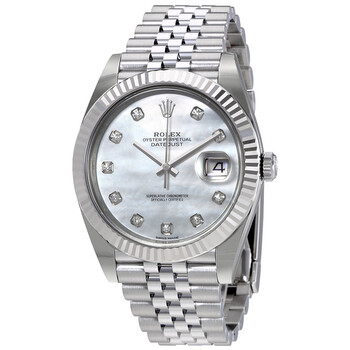 Oyster Perpetual Datejust White Mother Of Pearl Diamond Dial Men's Watch 126334MDJ