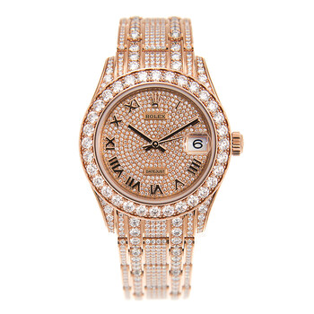 Pearlmaster 34 Rose Gold Diamond Paved Watch 81405 rbr-0001