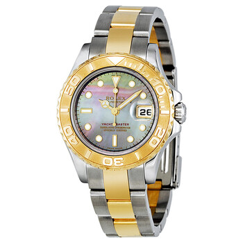Yacht-Master Black Mother of Pearl Dial Stainless Steel and 18K Yellow Gold Oyster Bracelet Automatic Ladies Watch 169623BMSO