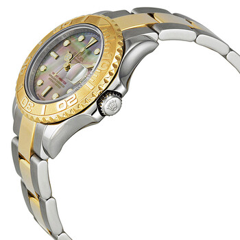 Yacht-Master Black Mother of Pearl Dial Stainless Steel and 18K Yellow Gold Oyster Bracelet Automatic Ladies Watch 169623BMSO