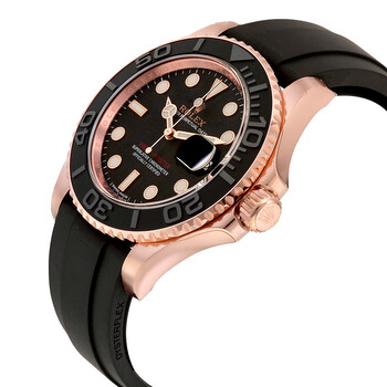 Yacht-Master Automatic Black Dial 18kt Everose Gold Black Rubber Strap Men's Watch 116655BKSRS