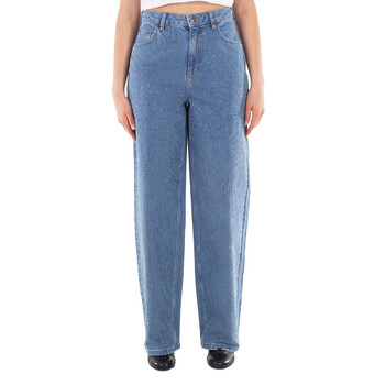 デニム・ジーパン ZIMMERMANN Woman Jeans Blue 0426PF241 NEPTUNE Zimmermann Illustration Barrel Cotton Denim Jeans, Waist
