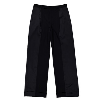 Burberry Men's Black Wide Leg Wool Twill Trousers, Brand Size 52