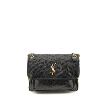 Saint Laurent Loulou Cassandre Shoulder Bag — Black