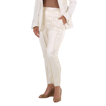 White Crinkle-Effect Tailored Trousers