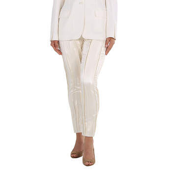 White Crinkle-Effect Tailored Trousers
