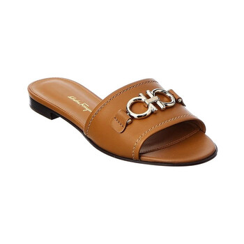 Ferragamo Gancini Slide, Beige Gancini ornament slide - Women | Ferragamo main image 4