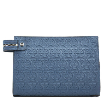 Blue Gancini Embossed Travel Clutch