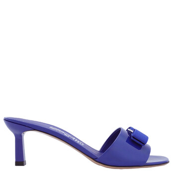 Ferragamo Salvatore Ferragamo Blue Patent Calfskin Vara Bow  display picture 2