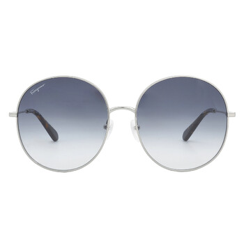 Salvatore Ferragamo Black Round Grey Gradient Sunglasses