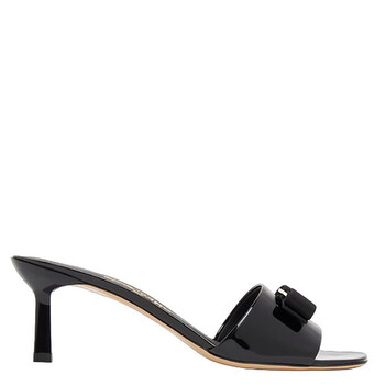 Salvatore Ferragamo Black Patent Leather Slide Sandals Salvatore Ferragamo Black Patent Leather Gancini Slide  main image 4