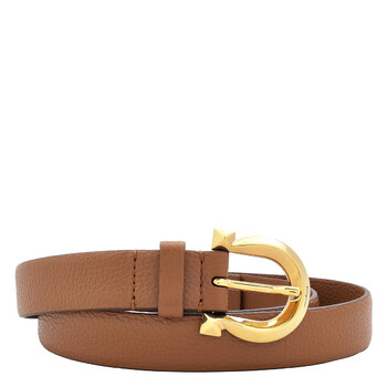 Salvatore Ferragamo Gancini Brown Leather Belt With Gold Buckle, Size 75 Reversible and adjustable Gancini belt - Women | Ferragamo main image 4