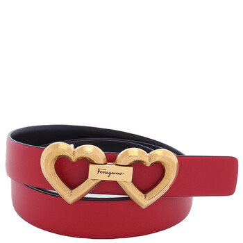 Ferragamo Salvatore Ferragamo Ladies Red Leather Heart Buckle 