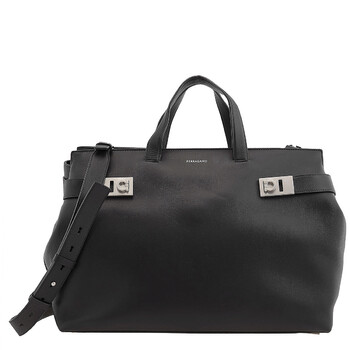 Salvatore Ferragamo Men's Black Calfskin Hybrid Tote Bag