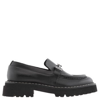 Ferragamo Men's Black Bleecker Moccasins Bit Loafers, Size 5