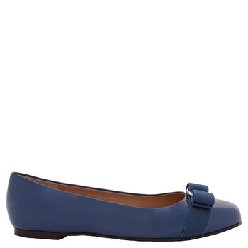 Ferragamo Varina Ballet Flats In Blue, Size 01A181 757784