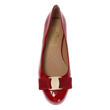 Salvatore Ferragamo Varina Ballet Flats In Red Patent Leather