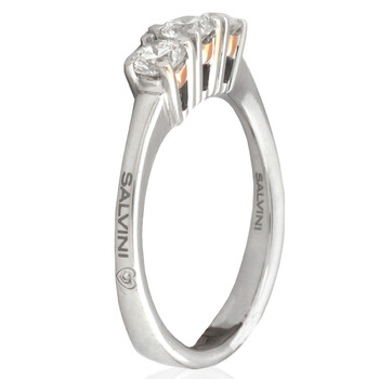 18k White Gold Diamond Trilogy Battito Ring, Size 12