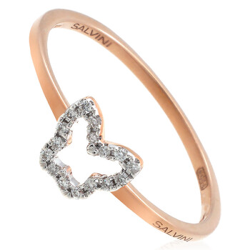 Ladies 18K Pink Gold Diamond Embellished Butterfly Ring, Size 13 20094181