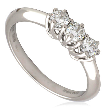 Swarovski Silver-Tone Round Cut Attract Trilogy Ring, Size