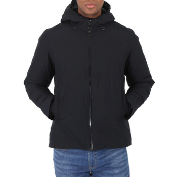 Men's Black Alvaro Logo-patch Hooded Padded Jacket