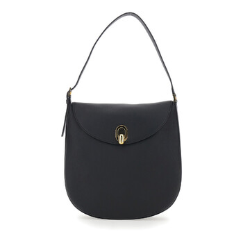 Tondo Black Shoulder Bag With Adjustable Shoulder Strap And Logo Plaque On The Front In Leather Woman H0092626001