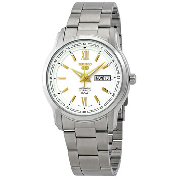 5 Automatic White Dial Stainless Steel Men's Watch SNKP15K1S