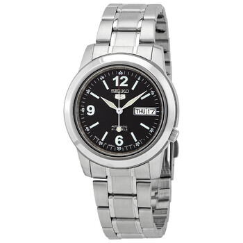 Seiko 5 Black Dial Stainless Steel Men's Watch SNK623
