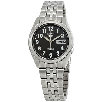 Seiko 5 Automatic Black Arabic Dial Stainless Steel Men's Watch