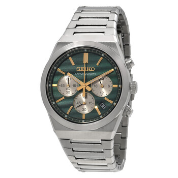 Seiko Chronograph Quartz Green Dial Stainless Steel Men's