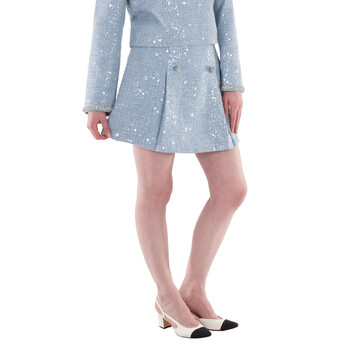 blue pants grey dress shirt SIMKHAI Women's Stacie Sequin Mini Dress in Periwinkle, Size 2