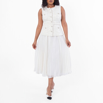 Self Portrait Womens Sequin Boucle Tailored Midi Dress, Brand Size 10 ( US Size 6 ) RS24-168M-C-CREAM - Clothing