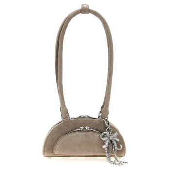 Self-Portrait Suede Mini With Charm Shoulder Bag PF25313GRGREY