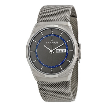 Skagen Ancher Chronograph Blue Dial Black Leather Men's Watch