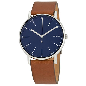 Signature Blue Dial Brown Leather Men's Watch SKW6355