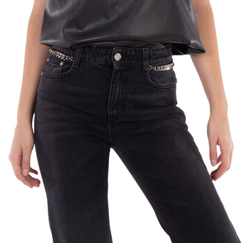Black Falabella Cotton Denim Flared Leg Jeans