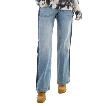 Stella McCartney Tiger-Print Wide-Leg Cotton Jeans, Size 26