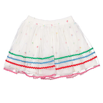 Girls Heart Print Tulle Mini Skirt TS7B21-Z0928-101MC