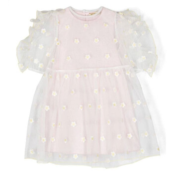 Kids Daisy Embroidered Tulle Dress