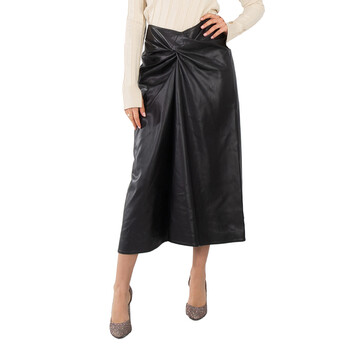 Ladies Black Knotted Midi Skirt