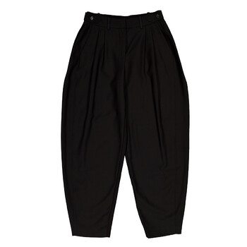 Ladies Black Pleated Wide-Leg Wool Trousers 6401383CU7501000