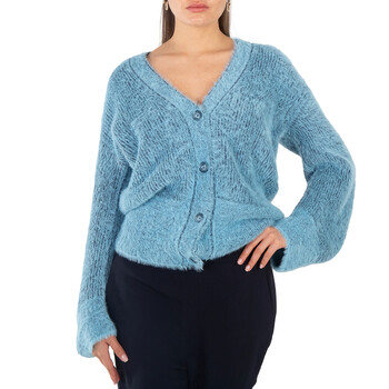 Ladies Blue Fluffy Knit Cardigan