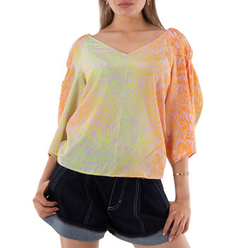 Rejina Pyo Ladies Anita Blue Floral-print Ruched Blouse