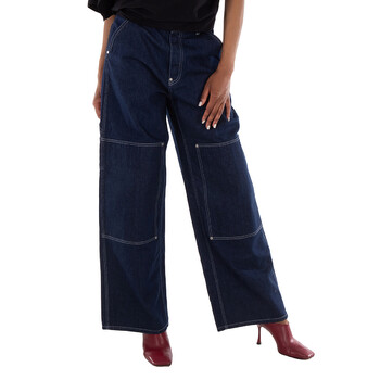 Stella McCartney Tiger-Print Wide-Leg Cotton Jeans, Size 26