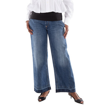 Stella McCartney Tiger-Print Wide-Leg Cotton Jeans, Size 26