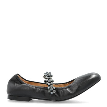 Poppy Leather Ballet Flats SK113-BLACK/GRAPHITE/BLAC