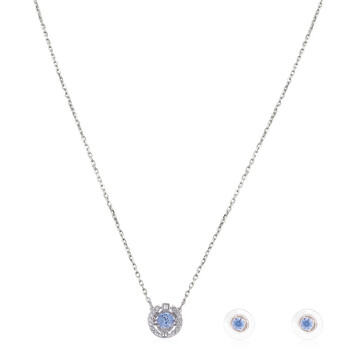 Blue Rhodium Plated Sparkling Dance Earring And Necklace Set 5604205