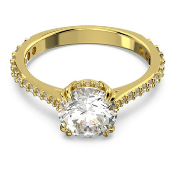 Swarovski Constella Stilla Round Cut Cocktail Ring, Size 52