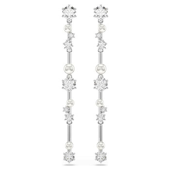 Swarovski Constella Earrings Asymmetrical, White, Rose-Gold